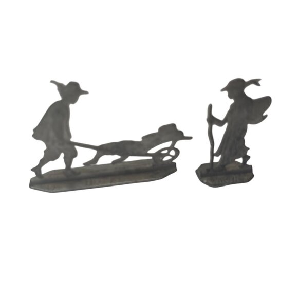 Set Of 10 Vintage Pewter Miniature Figurines With Colonial Theme 61d - Picture 4 of 11